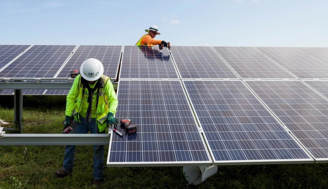 Solar installation in African village